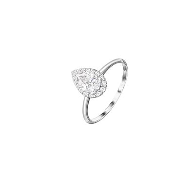 Entourage ring Laboratory diamond (synthetic) pear cut - 0.32 ct - 18 kt White Gold