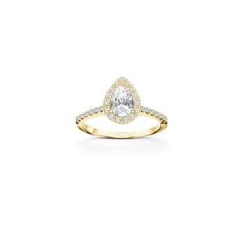 Bague Poire entourage Diamant de laboratoire (synthétique) - 0,85 ct - Or Jaune 18 kt 2