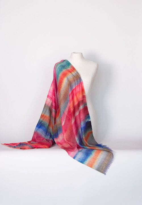 SCHAL - ÉCHARPE - SHAWLS – Schal aus reiner, feiner Wolle – Aquarell