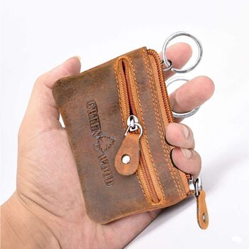 Porte-clés Veo en cuir pour homme Petit porte-clés avec fermeture éclair pour femme 15
