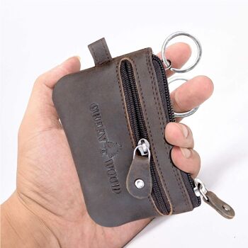 Porte-clés Veo en cuir pour homme Petit porte-clés avec fermeture éclair pour femme 25