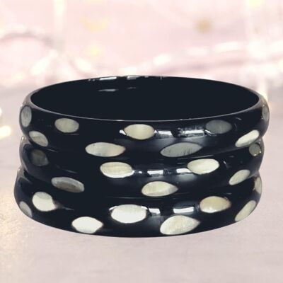 1 Horn bangle Medium polka dots 10 mm