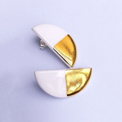 Crescent Porcelain Earrings with Gold Luster