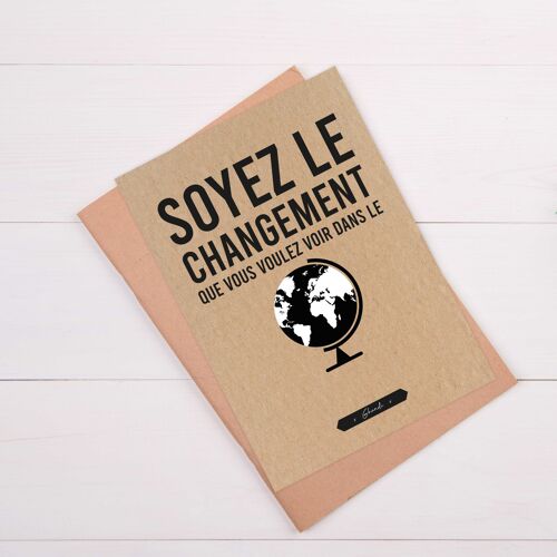 Carte postale citation "Soyez le changement que vous voulez voir dans le monde" Gandhi