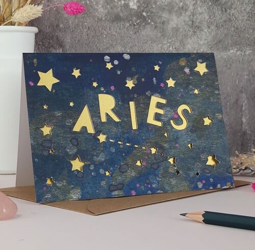 Aries Paper cut Card