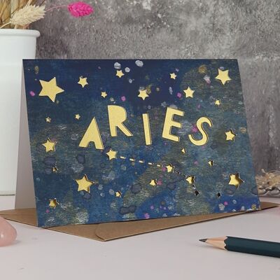 Tarjeta de corte de papel Aries