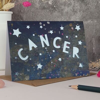 Krebs-Sternzeichen-Papierschnittkarte