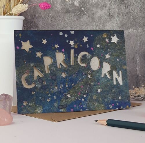 Capricorn Zodiac Paper Cut Card