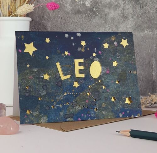Leo Zodiac Paper Cut Card