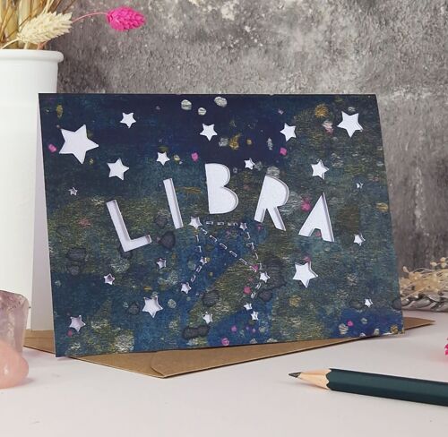 Libra Zodiac Paper Cut Card