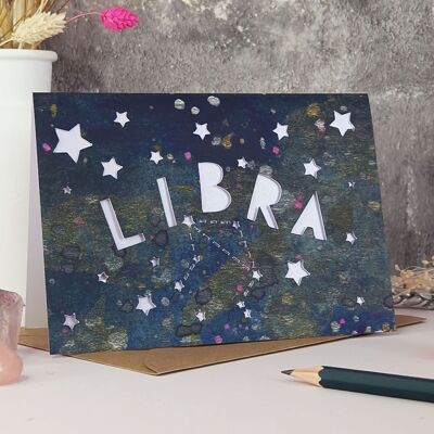 Tarjeta de corte de papel del zodiaco Libra