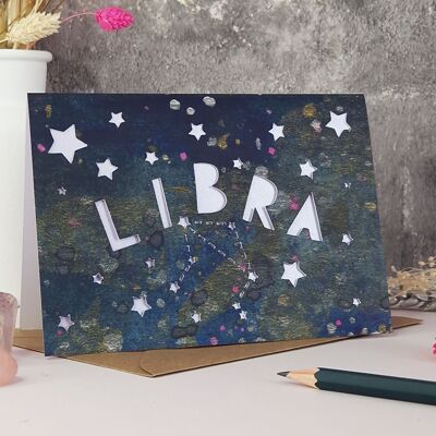 Tarjeta de corte de papel del zodiaco Libra