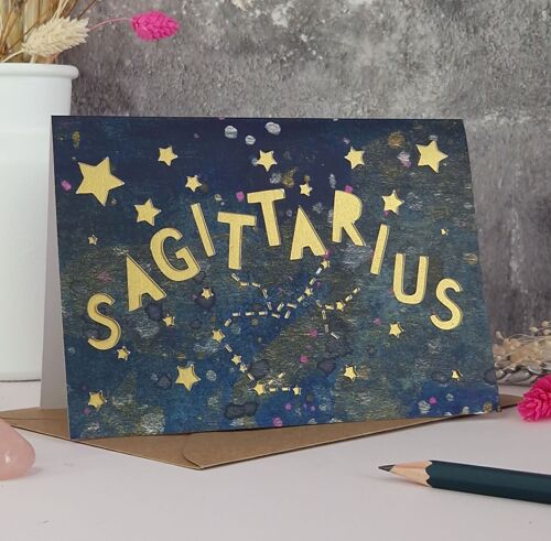 Sagittarius Zodiac Paper Cut Card