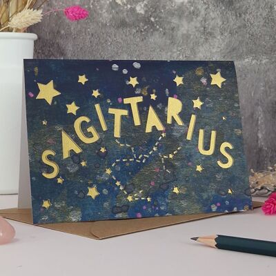 Sagittarius Zodiac Paper Cut Card