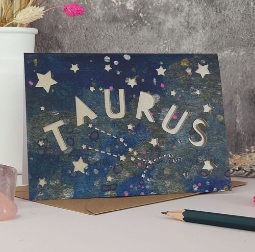 Taurus Zodiac Paper Cut Card