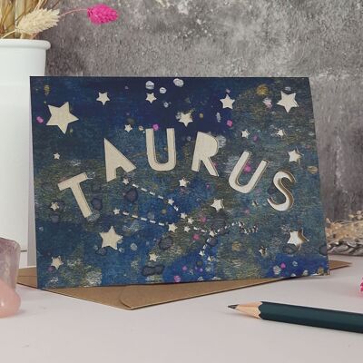 Taurus Zodiac Paper Cut Card