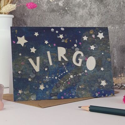 Tarjeta de corte de papel del zodiaco Virgo