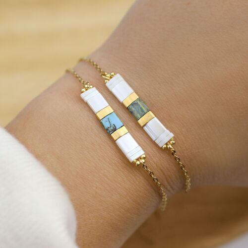 Bracelet de perles japonaises - Acier inoxydable doré