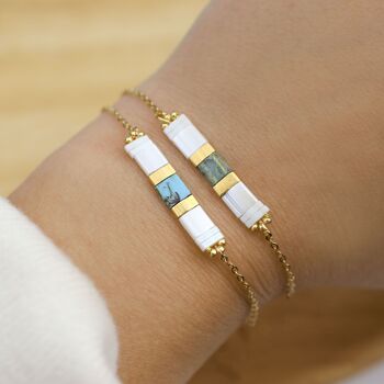 Bracelet de perles japonaises - Acier inoxydable doré 1