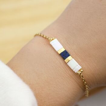 Bracelet de perles japonaises - Acier inoxydable doré 3