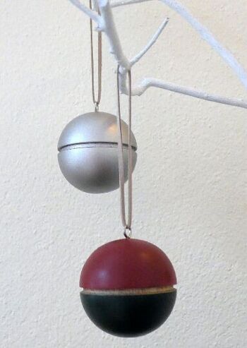 Boules de Noël en bois faites à la main, pendentifs en bois faits à la main, SET-A (Un ensemble de 5 pièces) 4