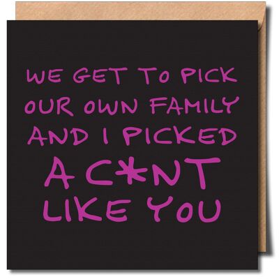 We Get To Pick Our Own Family And I picked A C*nt Like You.