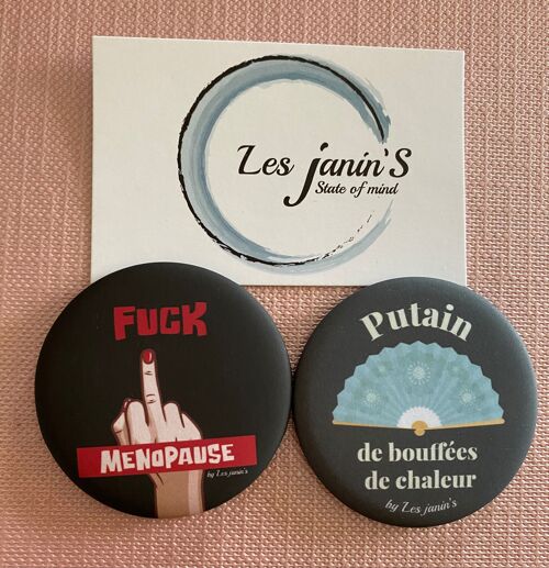 2 Magnets originaux Pep's et colorés: Putain de bouffées de chaleur/Fuck Ménopause