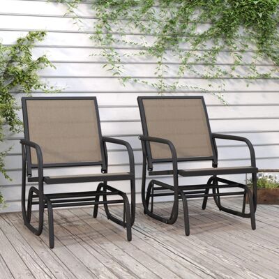 Garden Glider Chairs 2 pcs Brown 24"x29.9"x34.3" Textilene&Steel