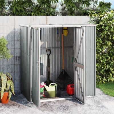 Garden Tool Shed Gray 63.4"x35"x63.4" Galvanized Steel