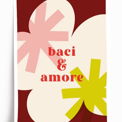 Baci & amore illustrated poster - A5 format 14.8x21cm