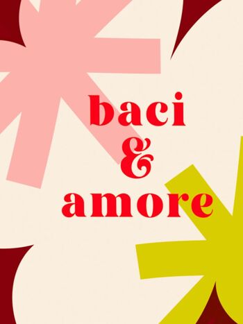 Affiche illustrée Baci & amore - format A5 14,8x21cm 2