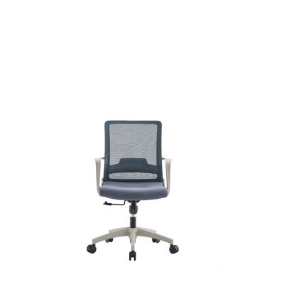 Ovni Office Chair, Fixed Armrest, Class Three Gaslift, Mesh Back, Light Gray and White Finish