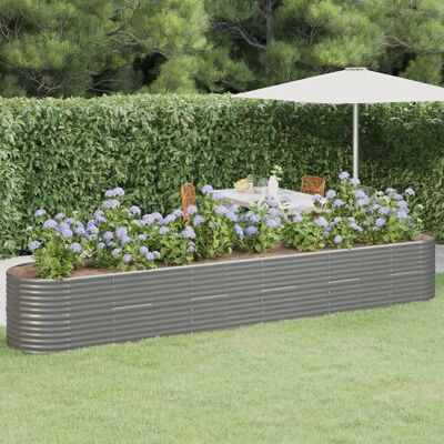 Garden Raised Bed Powder-coated Steel 173.2"x31.5"x26.8" Gray