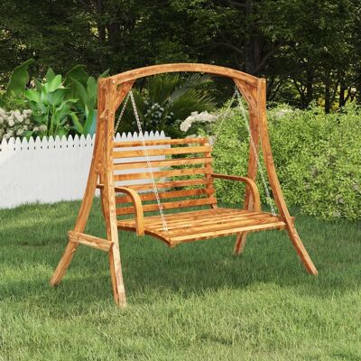 Swing Bench Solid Bent Wood with Teak Finish 49.6"x36.2"x24.8"