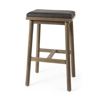 30" Dark Brown Genuine Leather Bar Stool