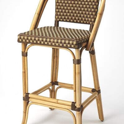 Brown And Beige Rattan Bar Stool