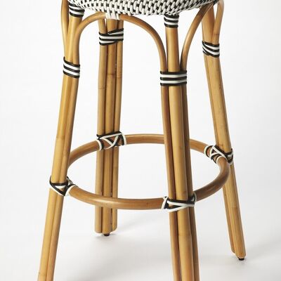 Classic Black And White Rattan Bar Stool