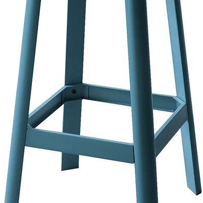 Contrast Teal And Natural Wood Bar Stool