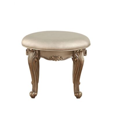 19" X 19" X 18" Champagne Faux Leather Vanity Stool