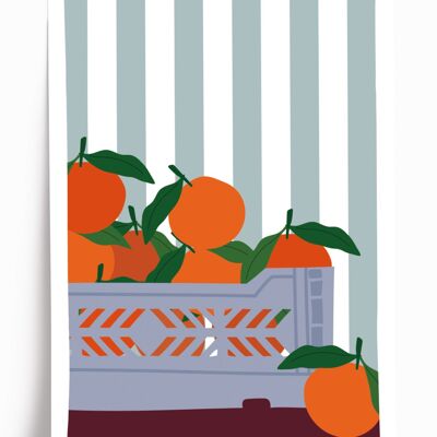 Affiche illustrée Mandarines - format A5 14,8x21cm