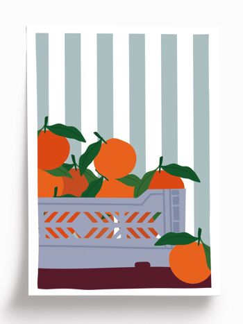 Affiche illustrée Mandarines - format A5 14,8x21cm 1