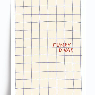 Poster illustrato dive funky - formato A4 21x29,7 cm