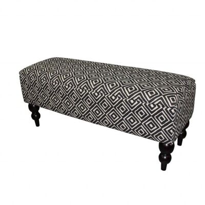 Modern Tailored Charcoal and White Geometric Storage Bench