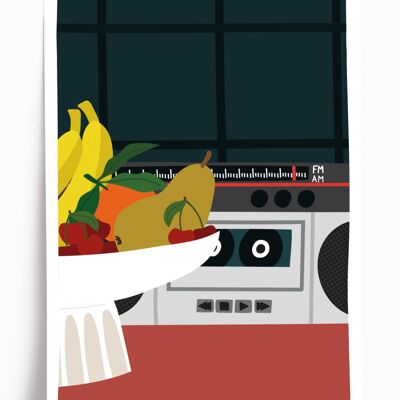 Affiche illustrée Mamee kitchen - format A4 21x29,7cm