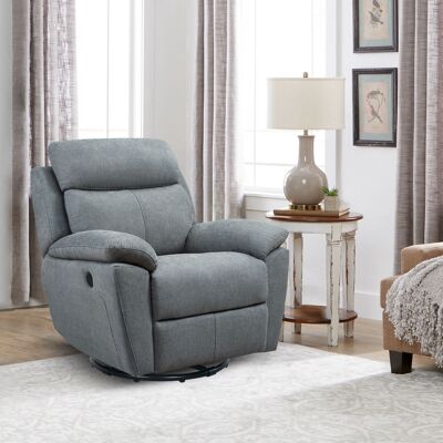 35.43" X 39.37" X 39.8" Grey Green Fabric Glider & Swivel Power Recliner With Usb Port