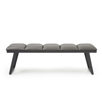 57" Dark Gray Faux Leather Bench