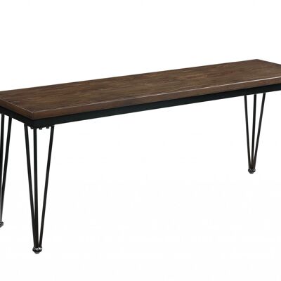 13" X 48" X 18" Walnut Black Metal Wood Bench