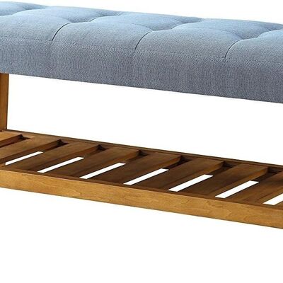 40" X 16" X 18" Blue And Oak Simple Bench