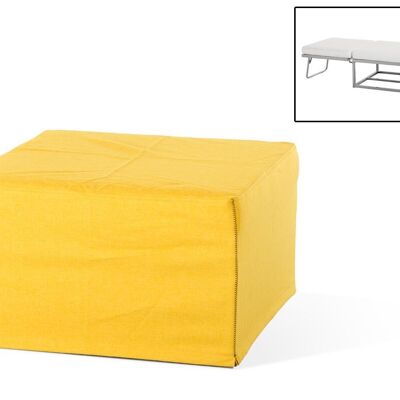 17" Yellow Fabric And Steel Ottoman Sofa Bed