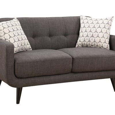 Charcoal Mid-Century Polyester Fabric Love Seat